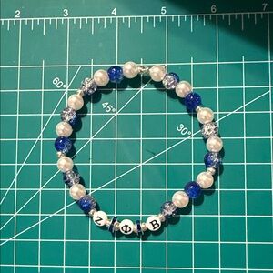 Zeta Phi Beta - Blue and White handmade Beaded Bracelet
